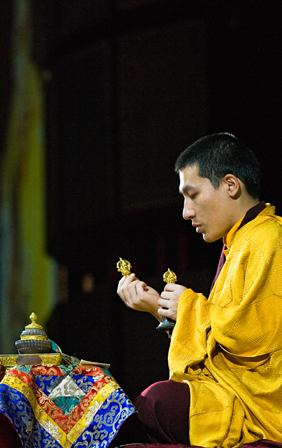 The 17th Karmapa Trinley Thaye Dorje conducting an empowerment